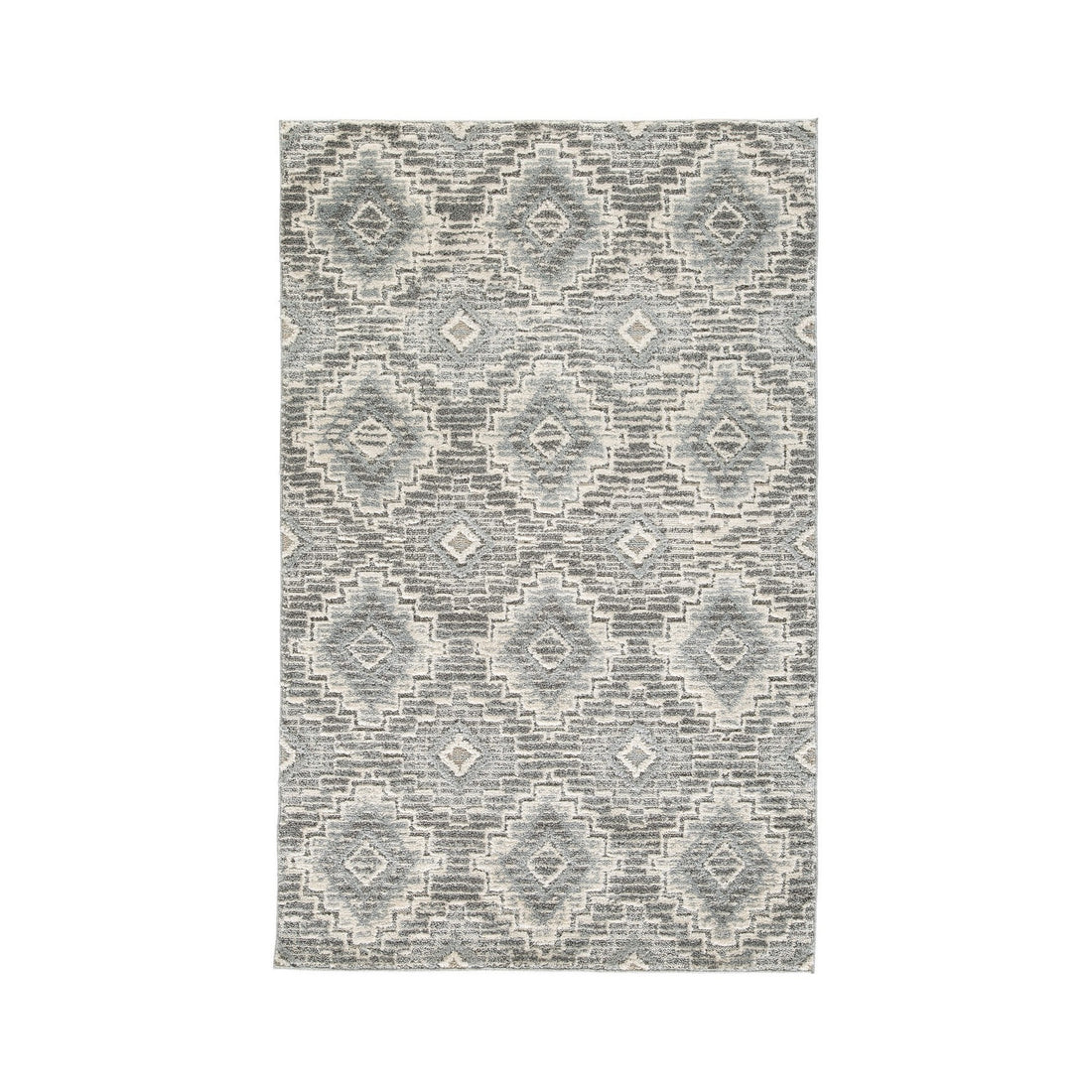 Ari 5 X 7 Modern Area Rug, Diamond Pattern, Soft Fabric, Cream, Gray Grey Cream Fabric