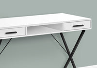 Computer Desk, Home Office, Laptop, Left, Right Set Up, Storage Drawers, 42"L, Work, White Laminate, Black Metal, Contemporary, Modern White Particle Board