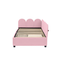 Twin Size Upholstered Daybed With 2 Drawers, Velvet Sofabed With Soft Fabric Headboard, No Box Spring Needed, Pink Twin Pink Wood Fabric