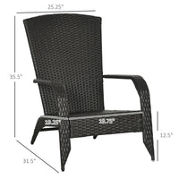 Outsunny Patio Wicker Adirondack Chair, Outdoor All Weather Rattan Fire Pit Chair W Soft Cushions, Tall Curved Backrest And Comfortable Armrests For Deck Or Garden, Cream White Cream White Steel