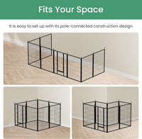 Dog Playpen, 40" Height 8 Panels Fence With Anti Rust Coating, Metal Heavy Portable Foldable Dog Pen For Medium Large Dogs Rv Camping, Black Black Metal