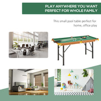 Soozier 55" Portable Folding Billiards Table Game Pool Table For Whole Family Number Use With Cues, Ball, Rack, Chalk, Green Green Mdf Steel