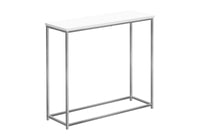 Accent Table, Console, Entryway, Narrow, Sofa, Living Room, Bedroom, White Laminate, Grey Metal, Contemporary, Modern White Particle Board