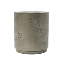 16'' Mgo Side Table Fish Pattern Grey Magnesium Oxide