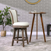 Henry 27 Armless Swivel Counter Height Bar Stool, Natural White Linen White Foam Linen