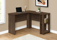 Computer Desk, Home Office, Corner, Storage Shelves, 48"L, L Shape, Work, Laptop, Brown Laminate, Contemporary, Modern Walnut Particle Board