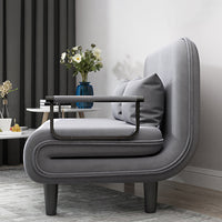 Folding Sofa Chairgrey Blue,Gray Fabric Metal