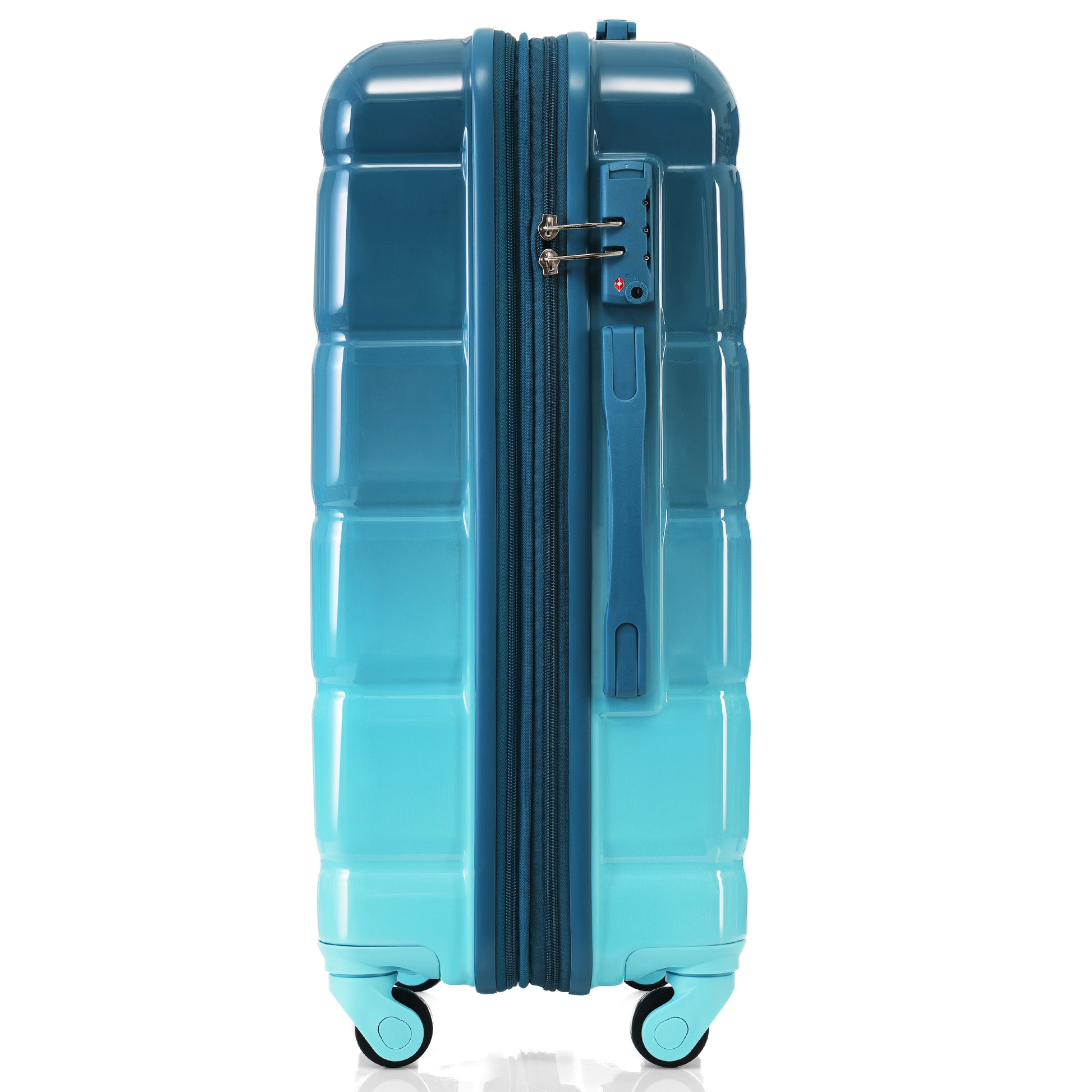 Luggage Set Of 3, 20 Inch With Usb Port, Airline Certified Carry On Luggage With Cup Holder, Abs Pc Hard Shell Luggage With Spinner Wheels, Blue Blue Abs Pc