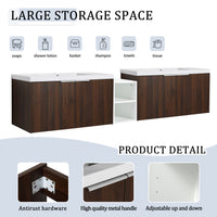 84 Inch Soft Close Doors Bathroom Vanity With Sink, A Small Storage Shelves, 36" And 12" Combination Cabinet, Kd Packing California Walnut 4 1 Bathroom Wall Mounted Modern Plywood