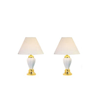3 Piece Ceramic Lamp Set, Floor And Table Lamps, Ivory Finish Ivory Ceramic