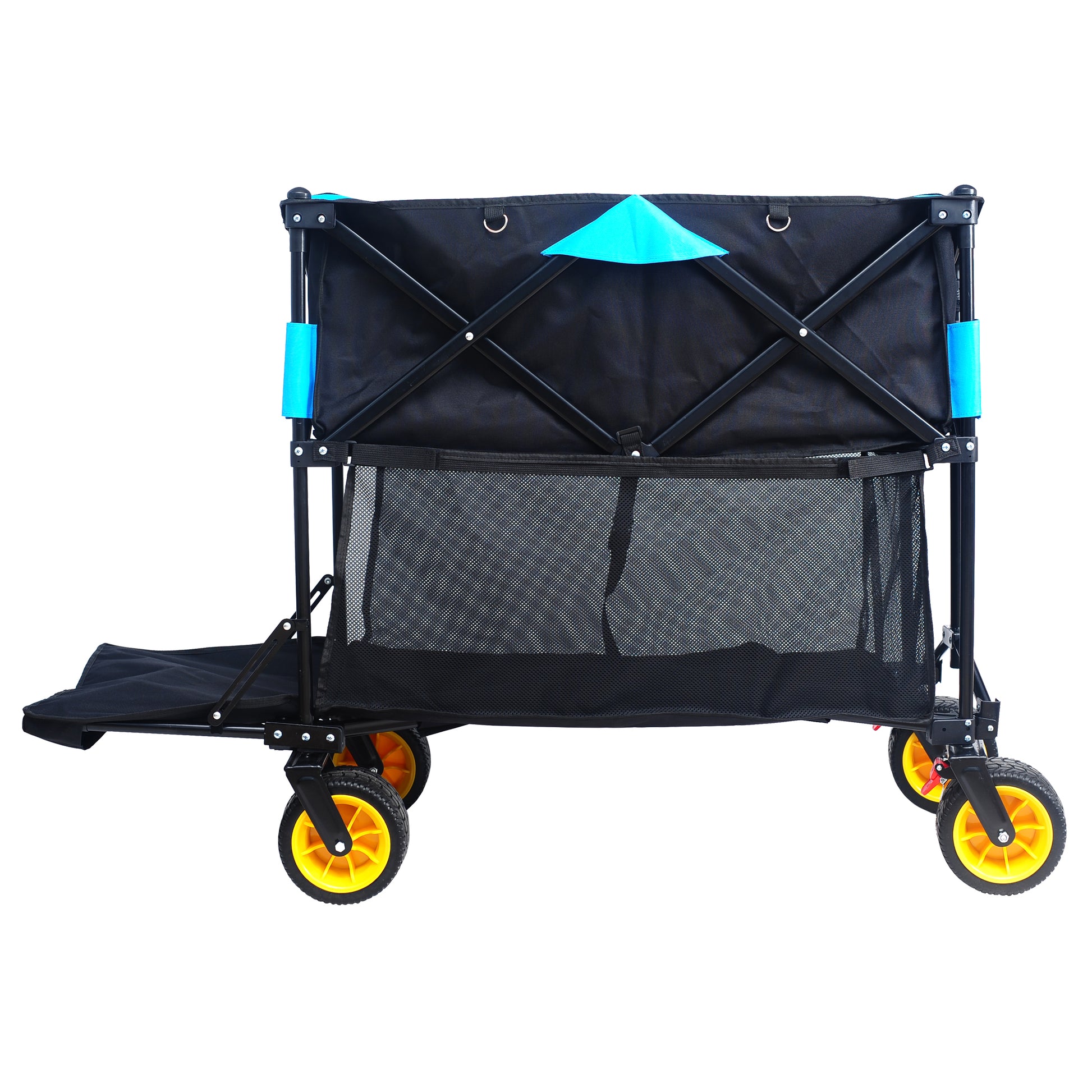 Big Large Capacity Folding Cart Extra Long Extender Wagon Cart Folding Wagon Garden Shopping Beach Cart Black Blue Black Garden & Outdoor Iron,Oxford Fabric