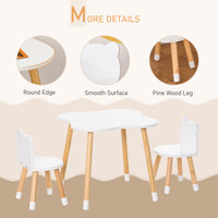 Qaba Wooden Kids Table And Chair Set Ideal For Arts, Meals, Homework, Cute Toddler Activity Table For Age 3 Years , White White Mdf