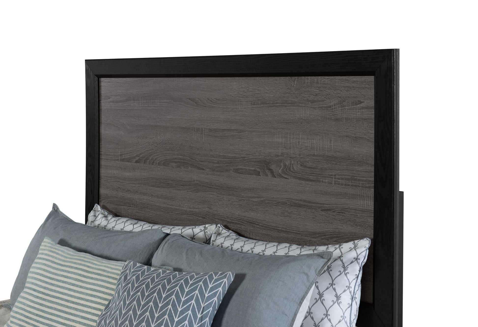 Soluto Grey And Black Queen Bed Black Gray Solid Wood Mdf