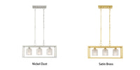 3 Light Kitchen Island Rectangle Chandelier Antique Brass Ceiling Lights Steel Metal