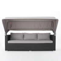 Glaros Sofa Set With Canopy Grey Grey Silver Pe Rattan Iron