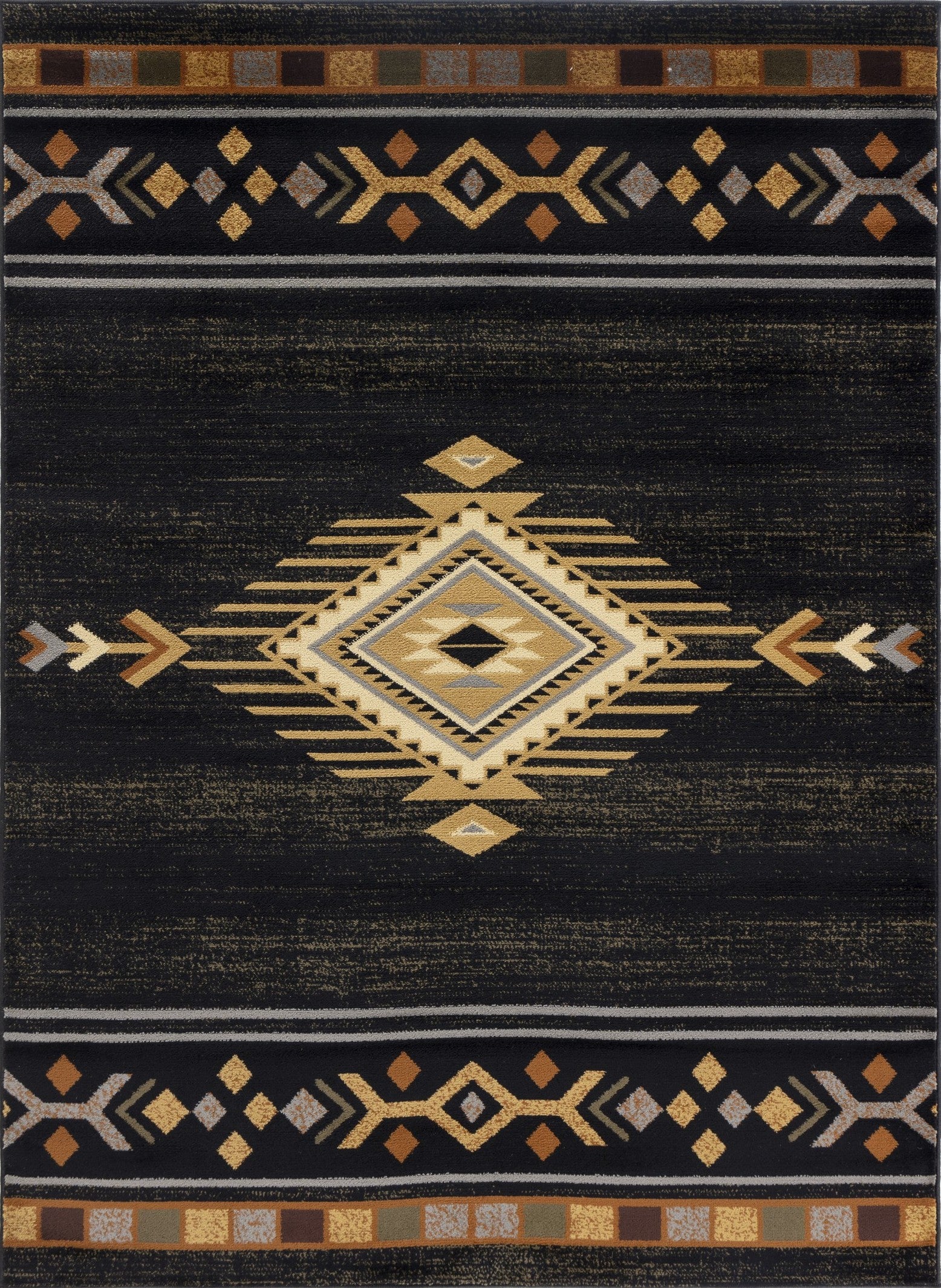 Tribes Gc Yls4001 Black 5 Ft. 3 In. X 7 Ft. 3 In. Southwest Area Rug Black Polypropylene