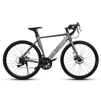 A28315 Road Bike, Suspension Fork, Aluminum Frame Disc Brakes, Men'S Women'S Road Bike Gray Aluminium