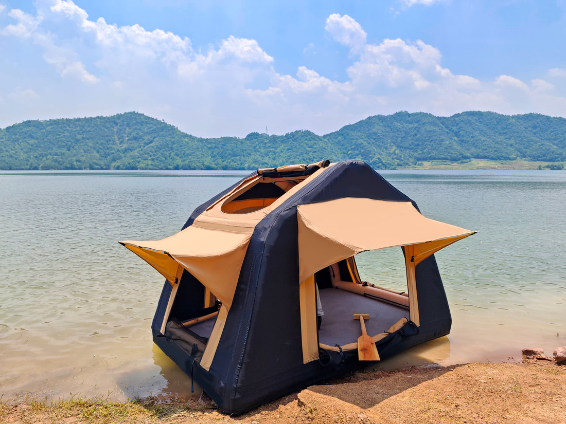 Foldable 2 3 People Amphibious Inflatable Car Roof Top Tent For Camping Outdoor Glamping Camping Tent For Suv,Truck And Universal Auto Self Driving Touring Without Ladder Black Oxford Fabric Oxford