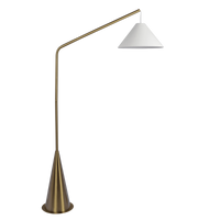 Lisbon Floor Lamp With On Off Switch Coned Base Hanging White Fabric Shade Antique Brass,White Table&Floor Lamps Brass,Fabric
