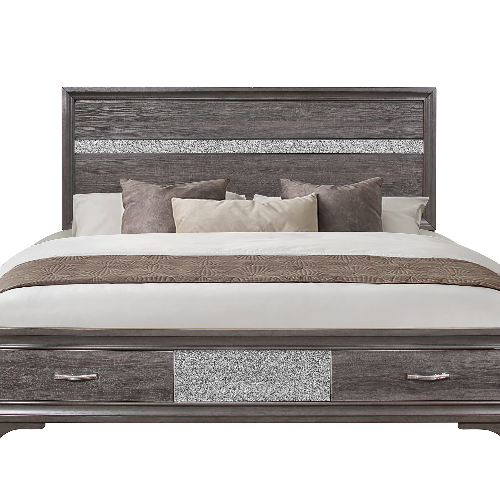 Ryder Sparkle Grey Queen Bed Gray Solid Wood Mdf