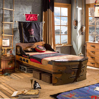 Ahoy Twin Bed Brown Oak Particle Board