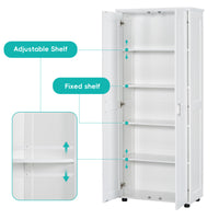 Storage Cabinet With Two Doors For Bathroom, Office, Adjustable Shelf, Mdf Board, White White Mdf