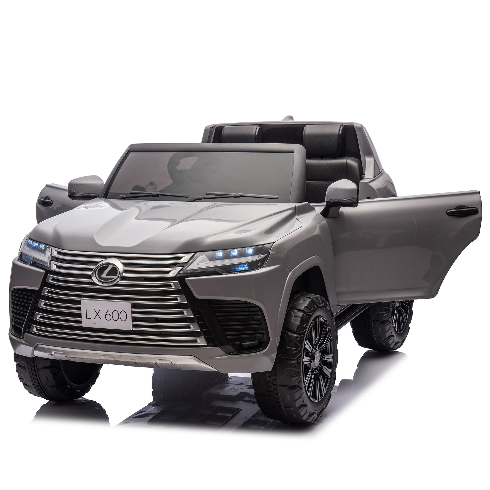 Licensed Lexus Lx600 24V Two Seater Xxl Kids Ride On Car W Parents Control,Seat Width 20 Inches,2Wd,Four Wheel Suspension,Bluetooth,Mp3,Music,Power Display,Speeds 1.86 3.11Mph For Kids. Gray Polypropylene