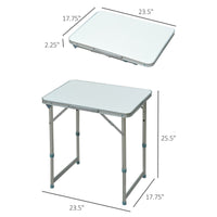 Outsunny 23" Folding Camping Table With Height Adjustability, Lightweight Portable Table With Carry Handle, Outdoor Folding Table Camping Accessories Grey Silver Aluminum