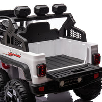 24V Ride On Large Pickup Truck Car For Kids,Ride On 4Wd Toys With Remote Control,Parents Can Assist In Driving,Bluetooth Music Version,Pickup Truck Design With Spacious Storage In The Rear. White Polypropylene