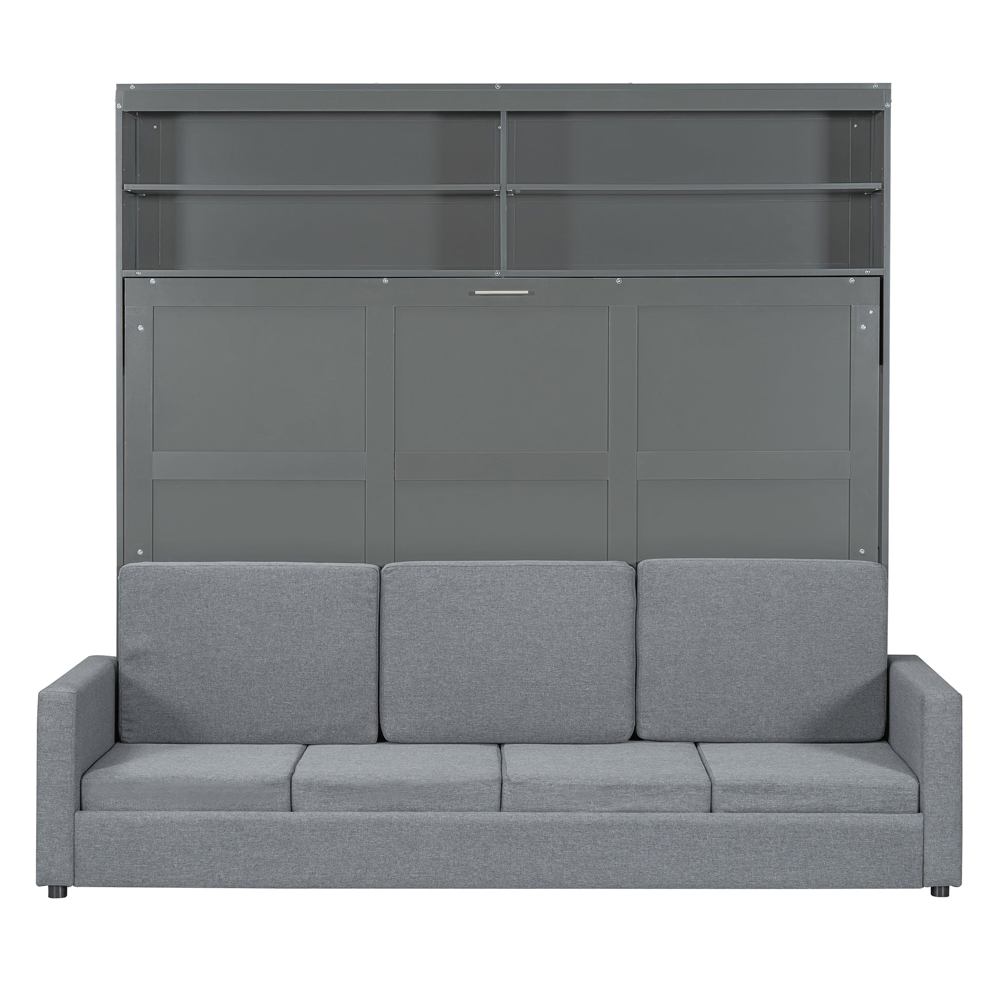 Queen Size Murphy Bed Wall Bed With Sofa,Gray Queen Gray Mdf Lvl