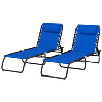 Outsunny Folding Chaise Lounge Pool Chair, Patio Sun Tanning Chair, Outdoor Lounge Chair With 4 Position Reclining Back,Mesh Seat For Beach, Yard, Patio, Blue Light Blue Steel