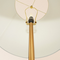 Celestial Modern Floor Lamp With Brass Accent Table With Large White Shade Gold,White Linen,Metal