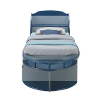 Grey And Navy Twin Bed With 2 Open Compartments Grey Blue Wood