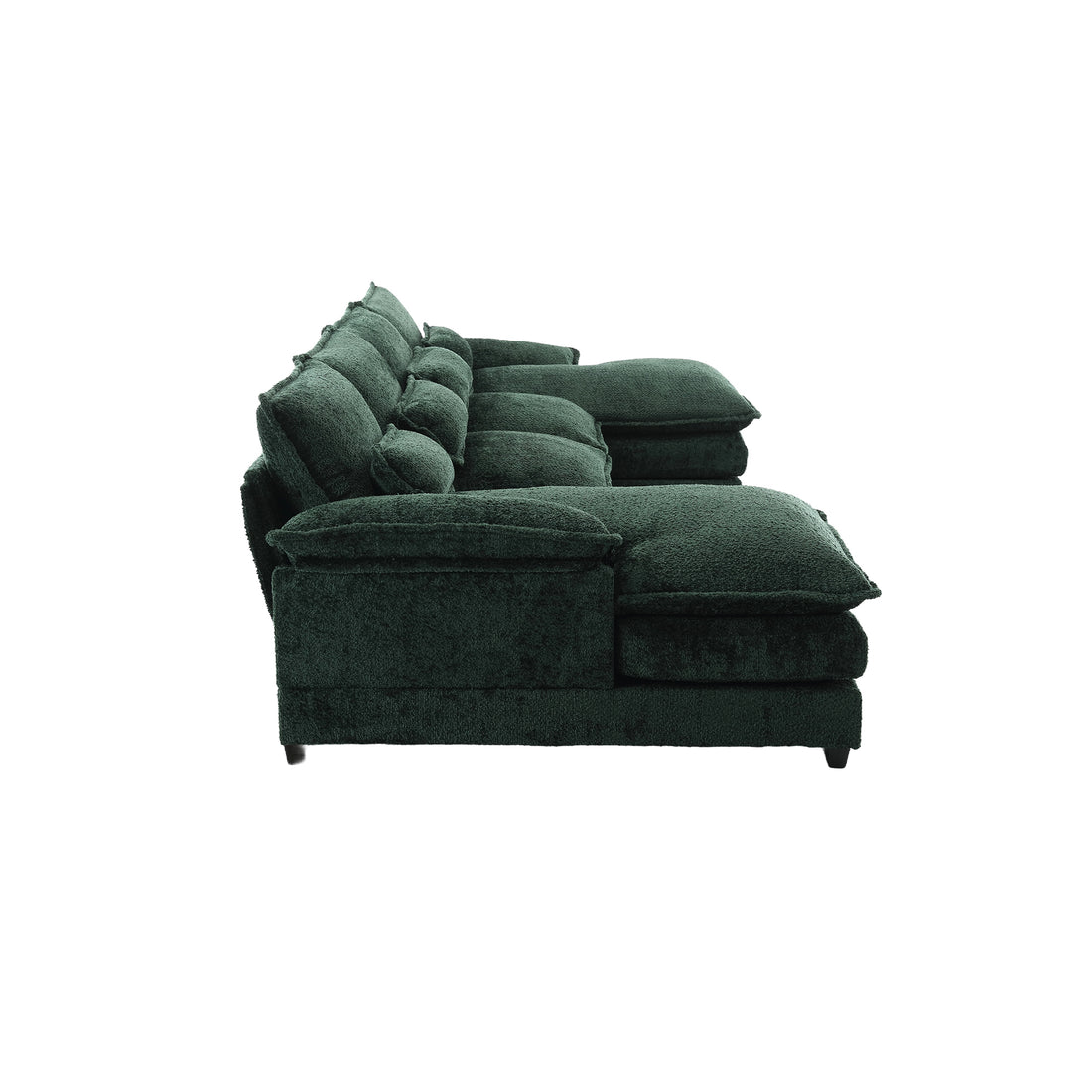 United We Win Modern Large Chenille Fabric U Shape Sectional Sofa,Strong Support For Up To 500 Pounds, Filled With High Quality High Density Sponge And High Quality Memory Foam Emerald Chenille 4 Seat