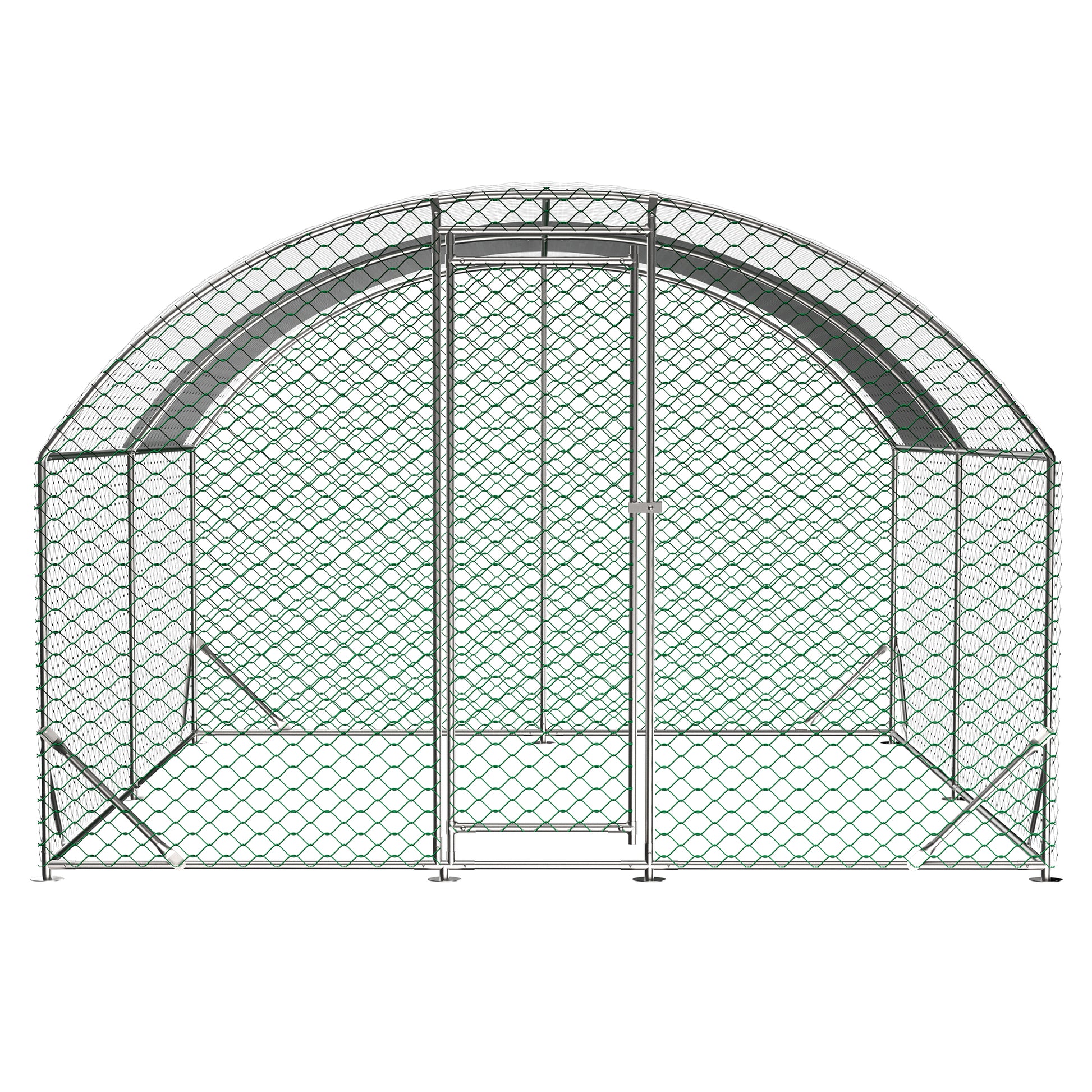 Large Chicken Coop Metal Chicken Run With Waterproof And Anti Uv Cover, Dome Shaped Walk In Fence Cage Hen House For Outdoor And Yard Farm Use, 1" Tube Diameter, 9.84' X 13.12' X 6.56' Silver Metal