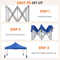 10 X 10Ft Pop Up Canopy Tent Easy Setup Outdoor Shade Instant Portable Sun Shelter Canopy Tent For Parties Camping Beach,Blue Blue Pe Rattan Iron Waterproof Fabric