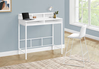 Computer Desk, Home Office, Standing, Storage Shelves, 48"L, Work, Laptop, White Laminate, White Metal, Contemporary, Modern White Metal