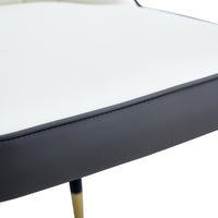 Table And Chair Set.63"X31.5" Marble Pattern Sintered Stone Table With Mdf Oc Shaped Bracket.Paired With 6 White And Dark Gray Spliced Chairs With Pu Cushions And Black Metal Legs. Dark Gray,White