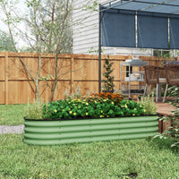 Outsunny 6.5' X 2' X 1.4' Galvanized Raised Garden Bed Kit, Outdoor Metal Elevated Planter Box With Safety Edging, Easy Diy Stock Tank For Growing Flowers, Herbs & Vegetables, Green Green Steel