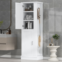 Tall Bathroom Storage Cabinet, Freestanding Storage Cabinet With Hook And Adjustable Shelf, Mdf Board, White White 2 Mdf