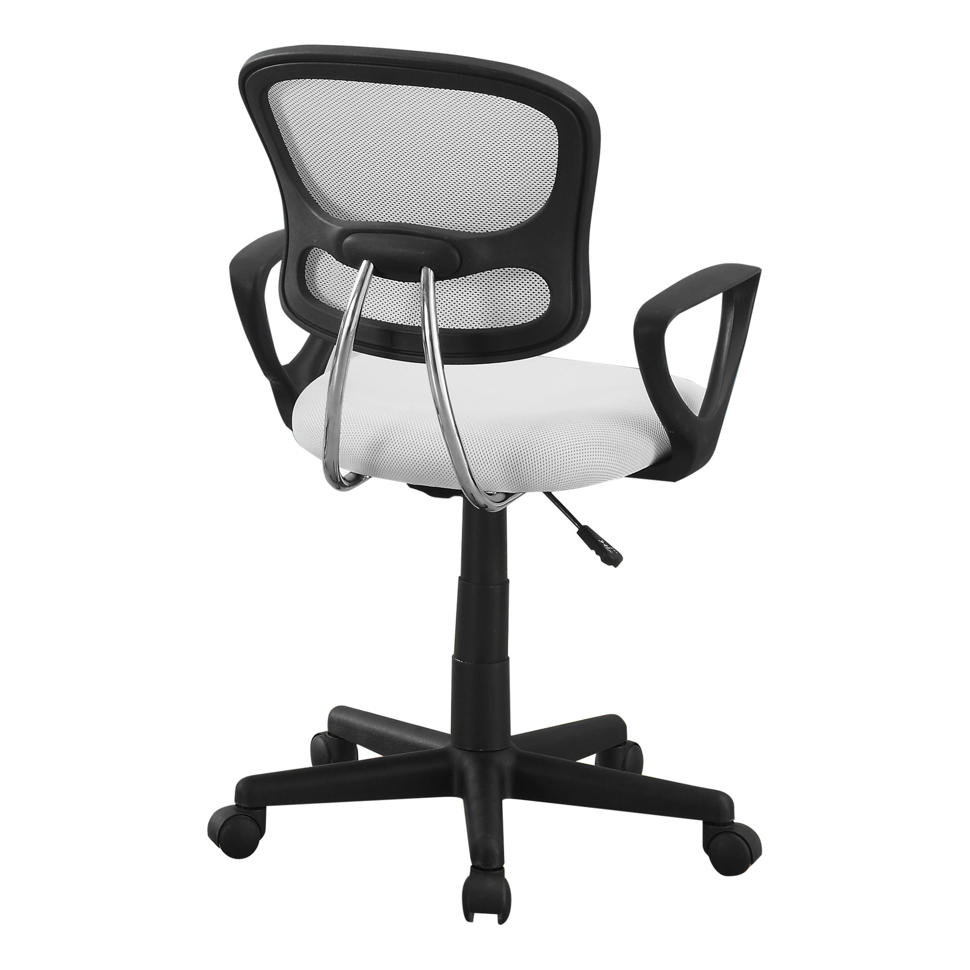 Office Chair, Adjustable Height, Swivel, Ergonomic, Armrests, Computer Desk, Work, Juvenile, White Mesh, Black Metal, Contemporary, Modern White Foam Polyester