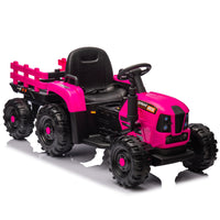 Ride On Tractor With Trailer,24V 400W Powered Electric Tractor Toy W Remote Control,Electric Car For Kids,Three Speed Adjustable,Power Display, Usb,Mp3 ,Bluetooth,Led Light,Two Point Safety Belt. Rose Pink 50 99 Lbs Polypropylene