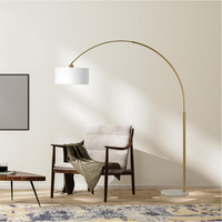 Ambient Arch Gold Brass Floor Lamp With Large Linen Shade Gold,White Table&Floor Lamps Brass,Linen