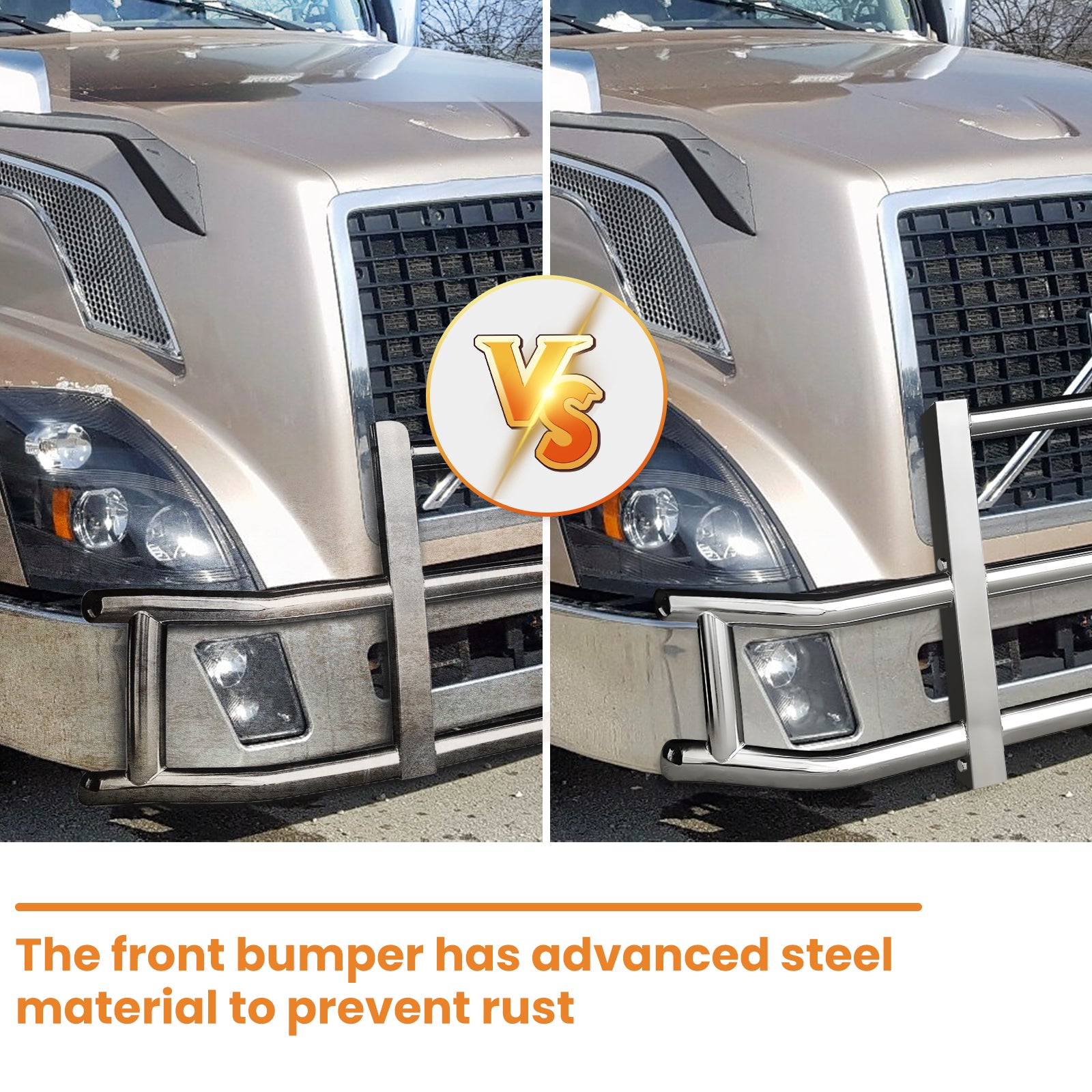 Stainless Steel Deer Guard Bumper For Freightliner Cascadia 2018 2022 With Brackets Chrome Stainless Steel