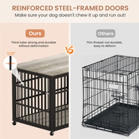 Furniture Style Dog Crate Wrought Iron Frame Door With Side Openings, Grey, 43.3''W X 29.9''D X 33.5''H. Grey Particle Board