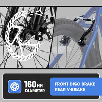S20101 Ecarpat 20 Inch Kids Bike, Boys Girls Mountain Bike Ages 8 12, 7 Speed Teenager Children Kids' Bicycles, Front Suspension Disc U Brake, 14 Inch Height Steel Frame Blue Polyurethane Foam Carbon Steel