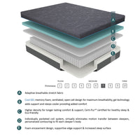 11 Inch California King Bed Mattress Gel Infused Memory Foam Hybrid Mattress, Dark Gray, Mattress In A Box Dark Gray Bedroom Foam Spring California King