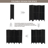 6 Panel Room Divider, Folding Room Divider Privacy Screen 5.6Ft Tall, Wood Freestanding Louvered Divider Screen For Home Office Restaurant Bedroom Black Black Classic Wood