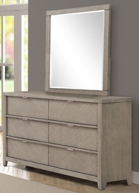 6 Drawer Dresser Light Gray Solid Wood Mdf