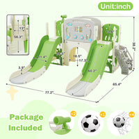Kids Slide Playset Structure 8 In 1, Freestanding Ocean Themed Set With Slide, Arch Tunnel,Basketball Hoop And Telescope, Double Slides For Toddlers, Kids Climbers Playground Green 50 99 Lbs Cute 1 To 2 Years Hdpe Indoor & Outdoor Use